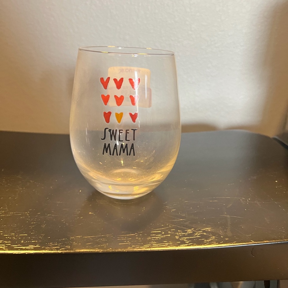 Rae Dunn ‘Sweet Mama’ Glass with Red and Yellow Hearts